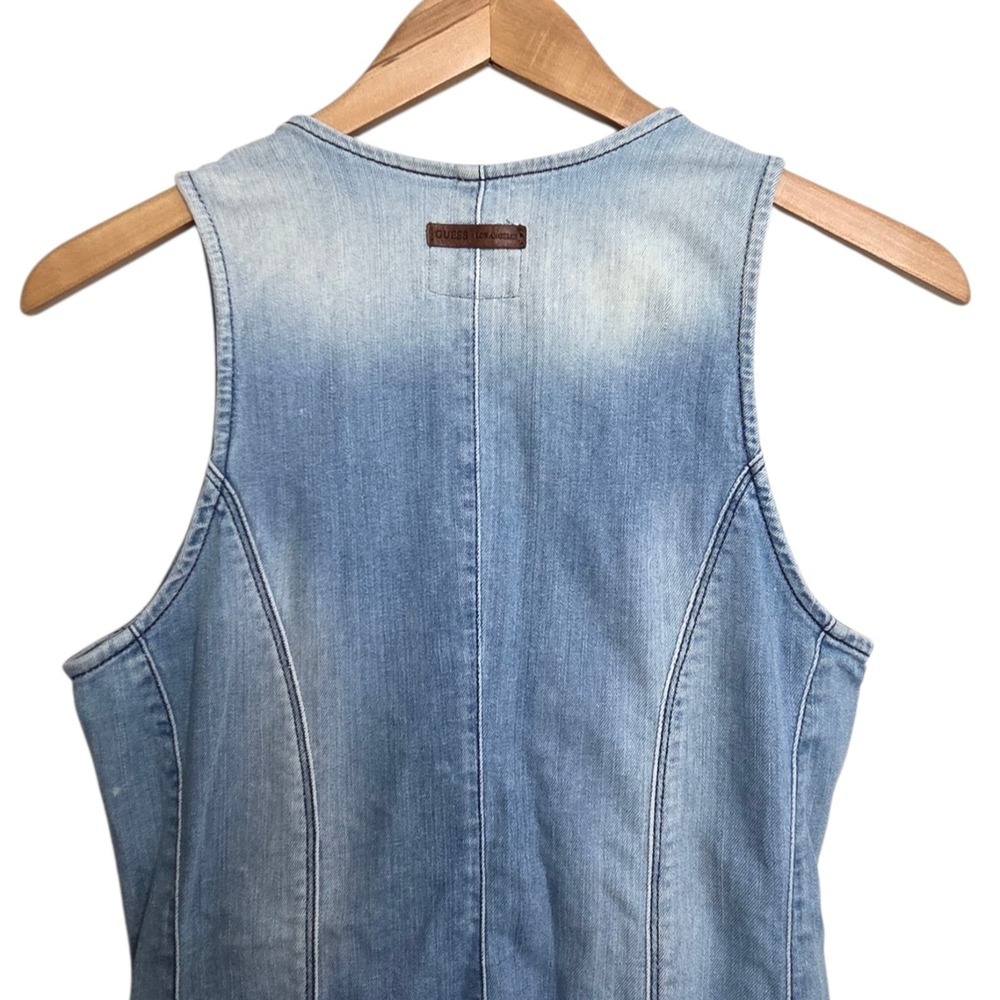 Guess Los Angeles Overalls Womens SZ 6 Denim Skinny Leg Distressed Jumpsuit Y2K - Picture 9 of 13
